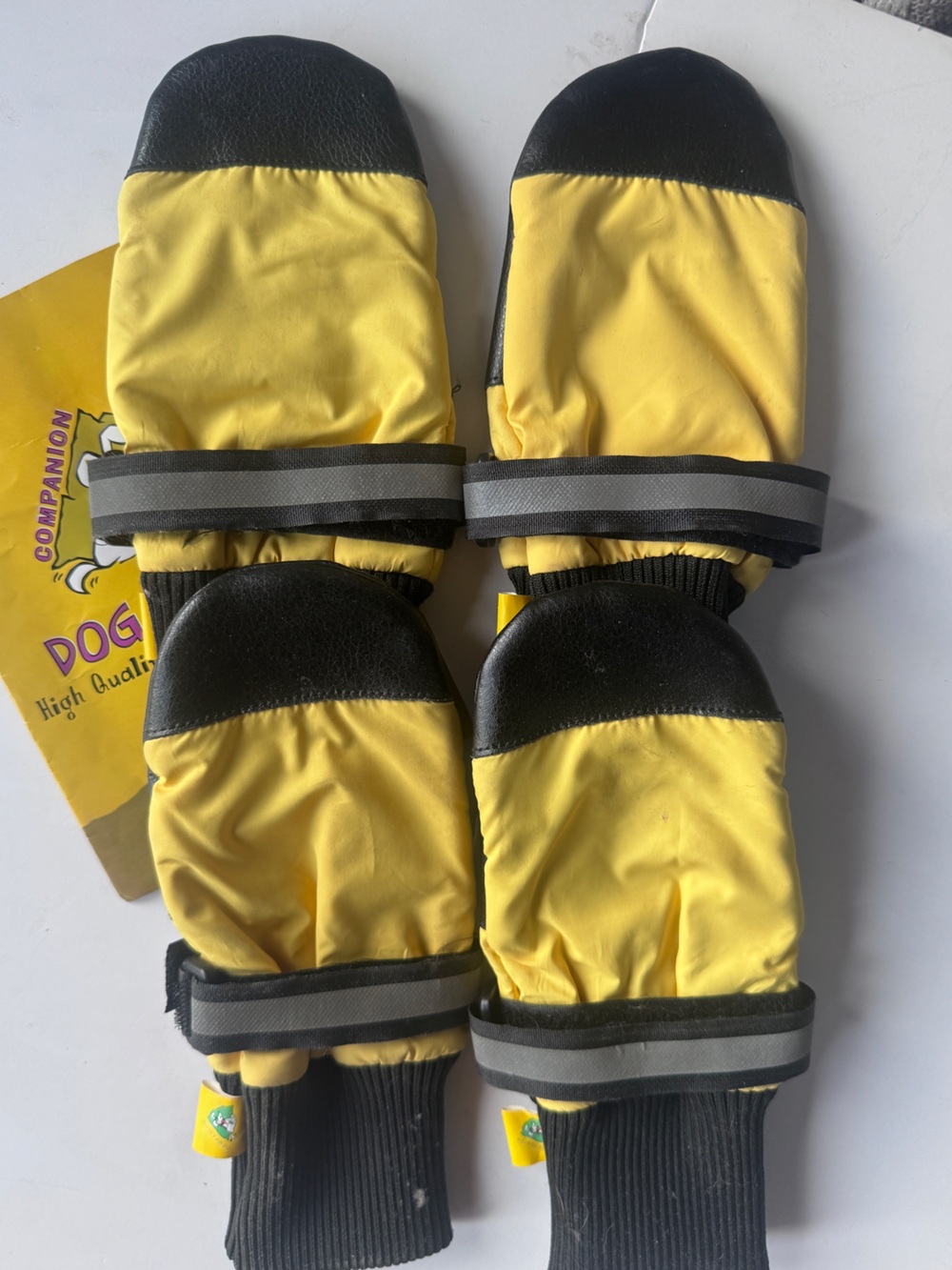 All Terrain Waterproof Dog Boots - Yellow & Black With Reflective Strip (LARGE)